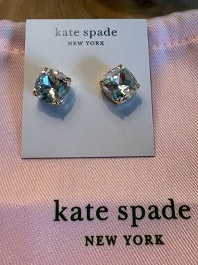 kate spade Gold-Tone Clear Cushion Crystal Stud Earrings